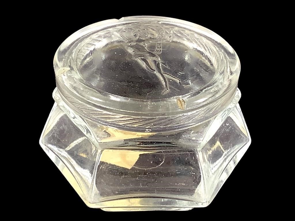 Clear Glass Powder Jar w Pressed Nude on Lid