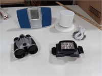 Portable FM Radio,  Binoculars,  Adjustable Head