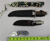 GERBER Pocket Knife & 3 Survival Knives-1 Loose