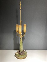 Antique Green Onyx & Brass Table Lamp