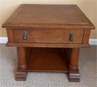1960s Drexel Guildhall Oak End Table w/ Drawer