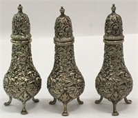 3 S. Kirk & Son Sterling Repousse Shakers