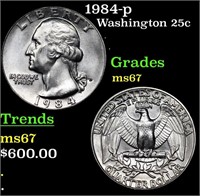 1984-p Washington Quarter 25c Grades GEM++ Unc