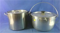 2 stainless steel pots