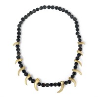 Native American Lava Beads and Bear Claw Necklace