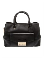 Michael Kors Brn Leather Zip & Snap Top Handle Bag