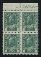 Canada 1911-1925 #104 1c Deep Blue Green Hairlines
