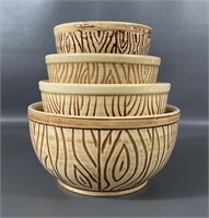 Vintage Watt Pottery Wood Grain Mixing Bowls
