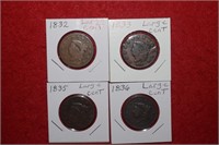 (4) Large Cents 1832 to 1836 Mix
