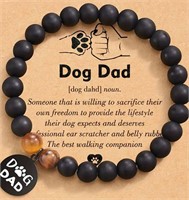 Dog Dad black stretch beaded bracelet gift