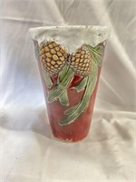 Vase with pinecones 12 inches tall 6 inches in