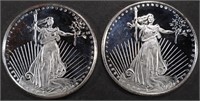 (2) 1 OZ .999 SILVER ST. GAUDENS ROUNDS