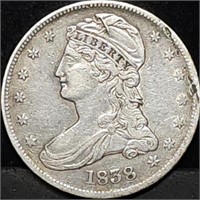 1838 Capped Bust Silver Half Dollar, Nice Coin