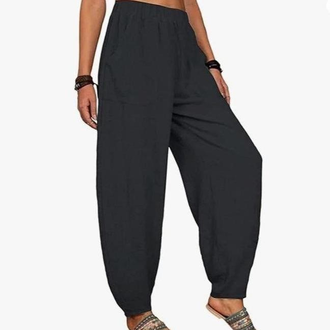 Loose Harem Pants with Pockets - Size Large