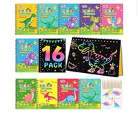 16 pack dinosaur scratch books