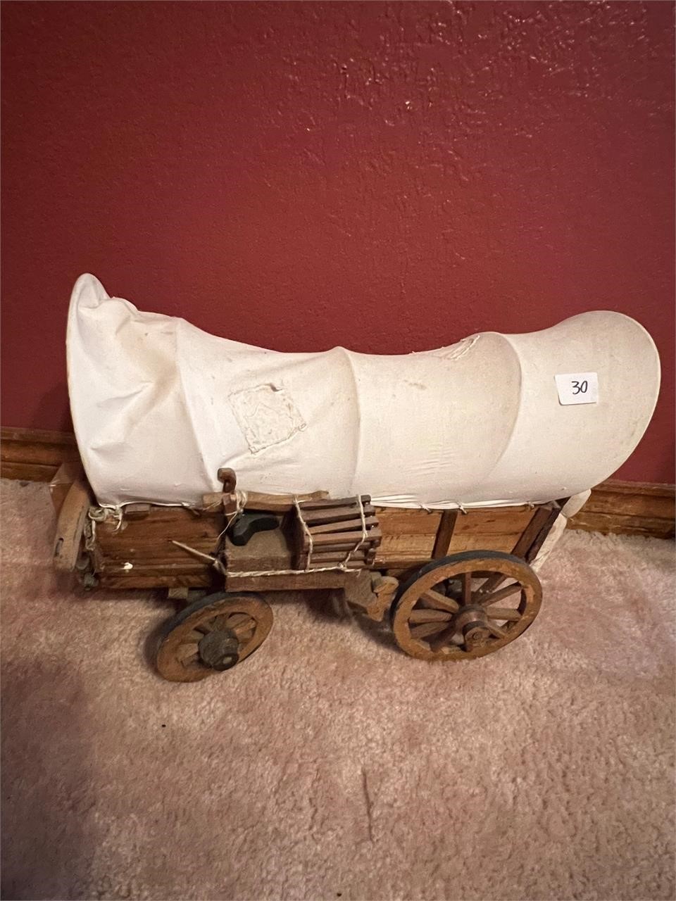 WOODEN COVERED WAGON APPROX. 19" X 13"