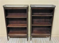 Louis XVI Marble Topped Galleried Bibus Bookcases.