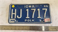 Iowa 86 license plate