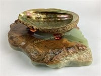 Onyx marble ashtray (unmarked).  Abalone Seashell