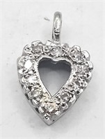 10K White Gold Heart Pendant with Diamonds