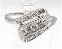 14K White Gold Ring with Diamonds