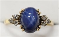 Ladies 14K Yellow Gold Lindy Star Sapphire Ring