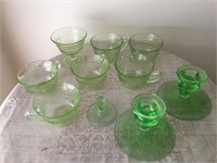 Vintage Green Depression Glass