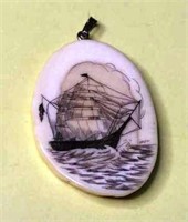 Scrimshaw Sea Eagle Ship Pendant