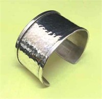 VTG Ciani Monet Hammered Sterling Cuff Bangle