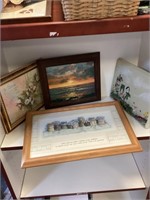 Picture lot with painted wood piece