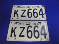(2) 1954 Ontario License Plates