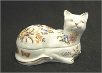 Aynsley"cottage garden"cat form lidded trinket box