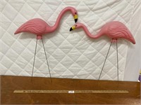 Pair of Plastic Yard Ornament Flamingos