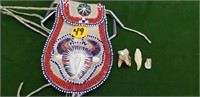 AMERICAN INDIAN HAND MADE POUCH W/TEETH