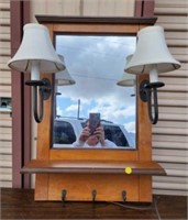Lighted Mirror with Hooks