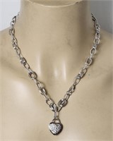 Heart & Chain Necklace Sterling Silver VTG