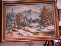Oil painting on canvas of mountain