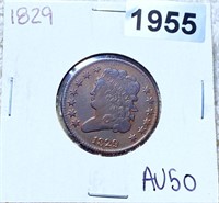 1829 Classic Head Half Cent ABOUT UNCIRCULATED