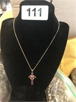 18" 925 GOLD-TONE NECKLACE WITH CROSS
