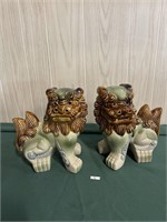 Chinese Celadon Glazed Porcelain Ceramic Foo Dogs