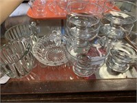 9 PCS OF ASSORTED PRESSED GLASS
