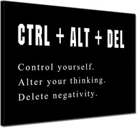 B160  Large CTRL ALT DEL Quotes Canvas Print 20x28