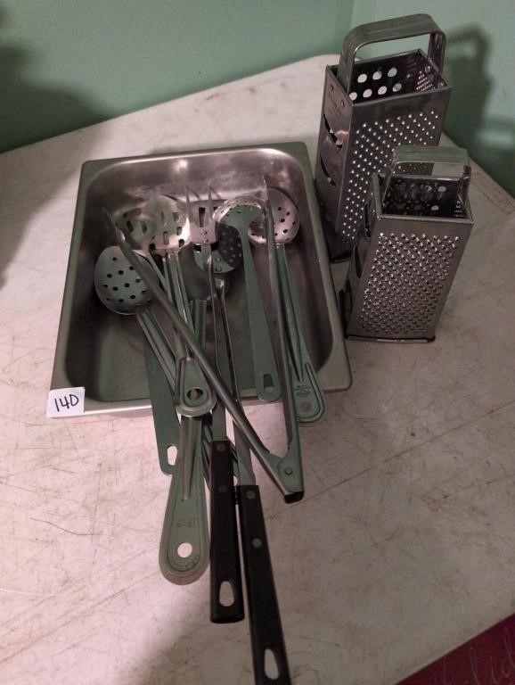 Stainless pan, utensils, graters