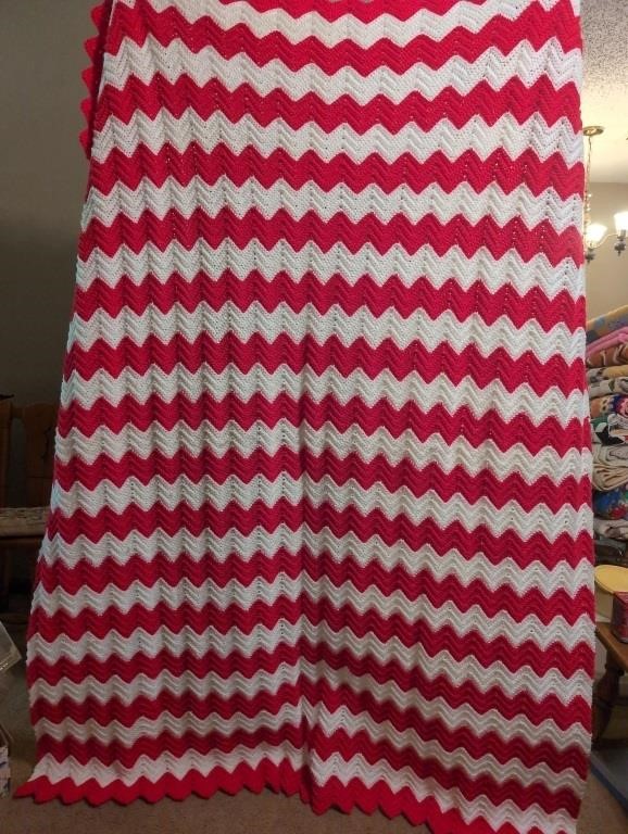 Red and white afghan large