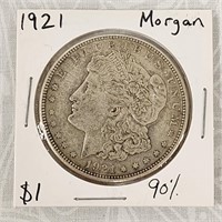 1921 P Morgan $1 Silver Dollar 90% Silver VF