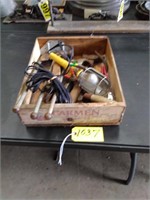 Wood Advertising Crate with Hatchet, Drying Rack,