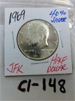 C1-148 1969 Kennedy half dollar 40% silver