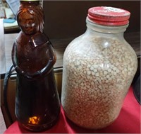 Vintage Jar w/Peas & Mrs. Butterworth's Bottle