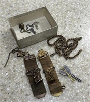 Antique jewelry watch straps & keys