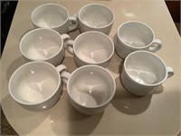 8 large white soup mugs
